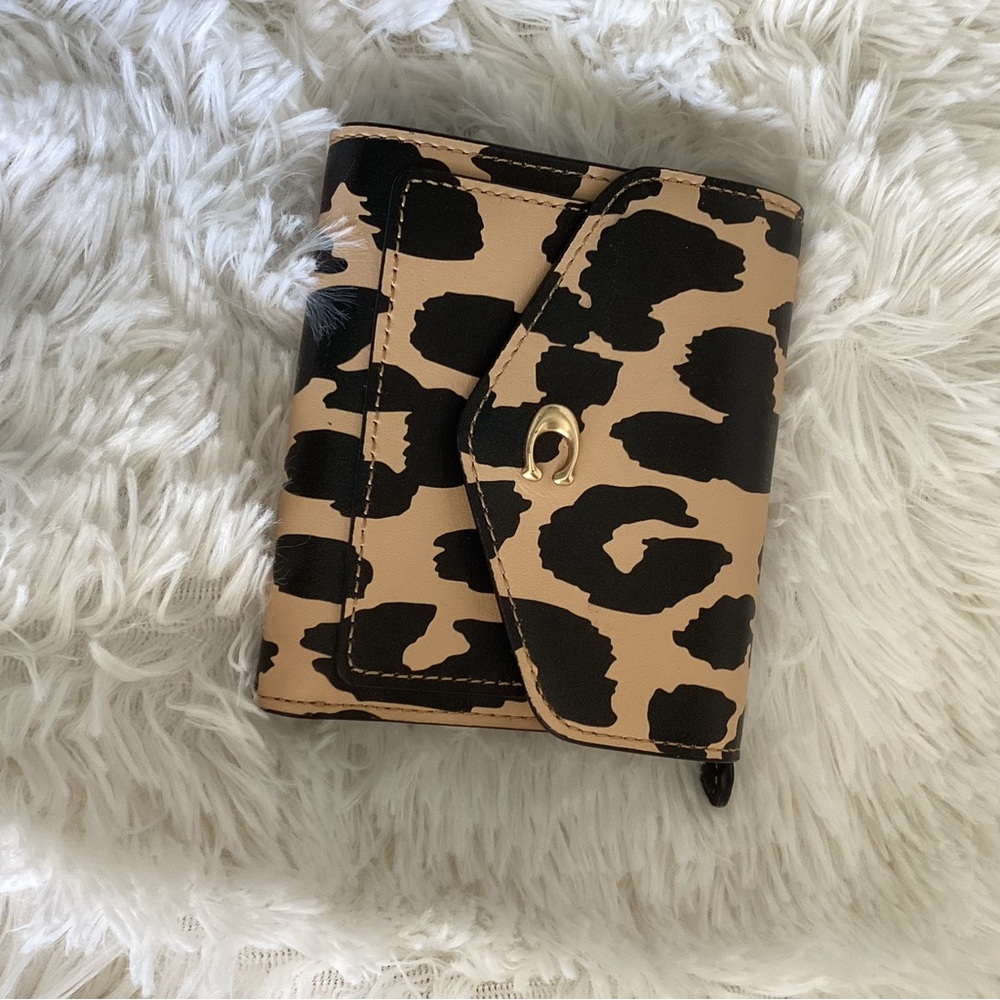 Coach Leopard Print Wallet - Black and Tan